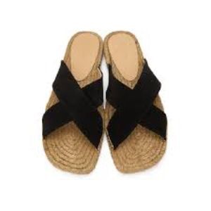 NWOT Castañer 1927 black criss cross black leather suede espadrilles size 9